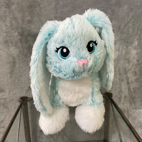 Build-A-Bear 2018 Merry Mint Blue White Bunny Rabbit Sparkle Plush  w sound - Picture 1 of 13